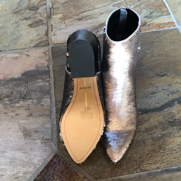 🍃💕NIB Dolce Vita Chrome Sequin Leather Bootie - Picture 8 of 8